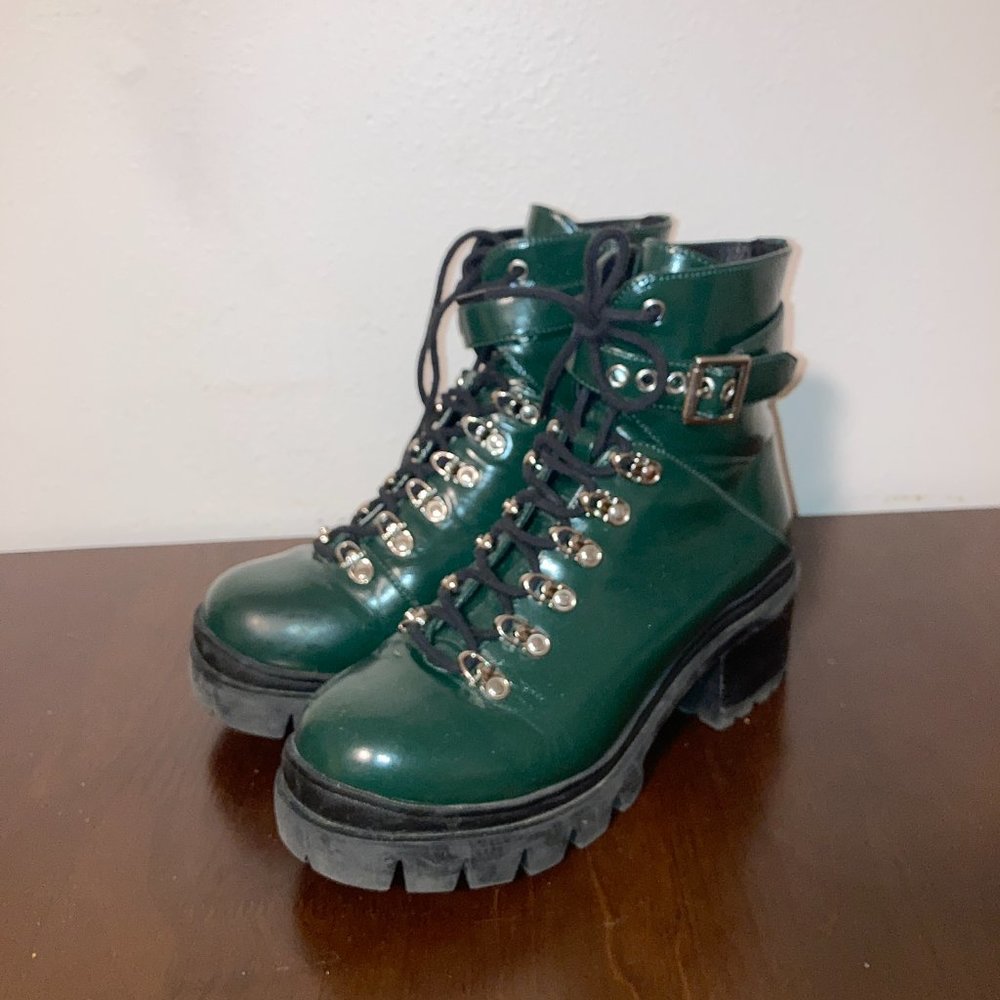 JEFFREY CAMPBELL CZECH Platform Combat Green Boots